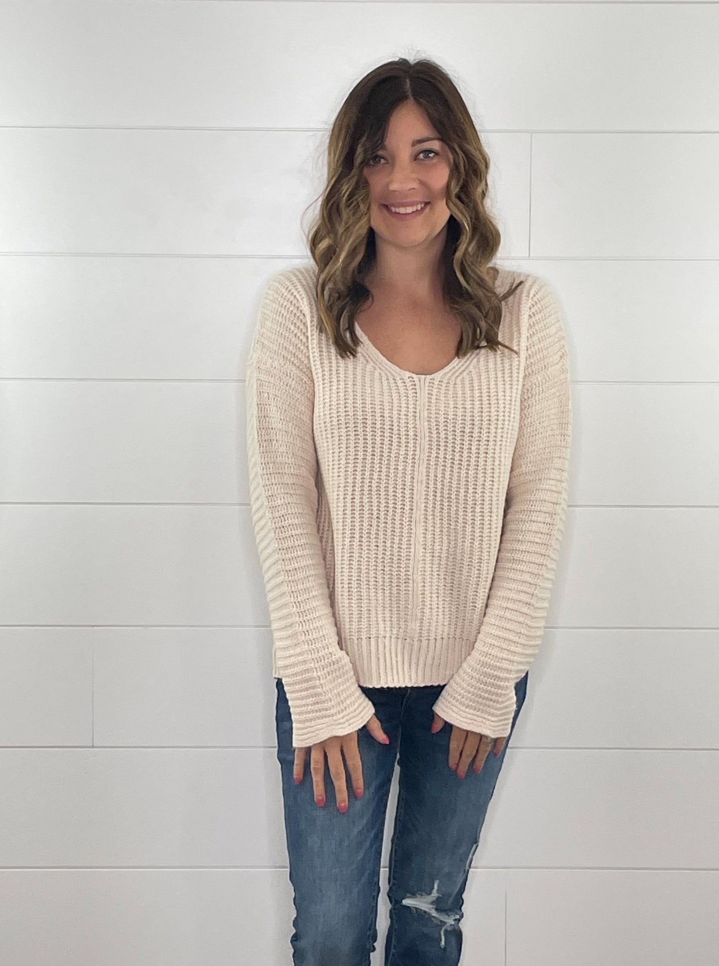 Ribbed Knit Plus Pullover Sweater
