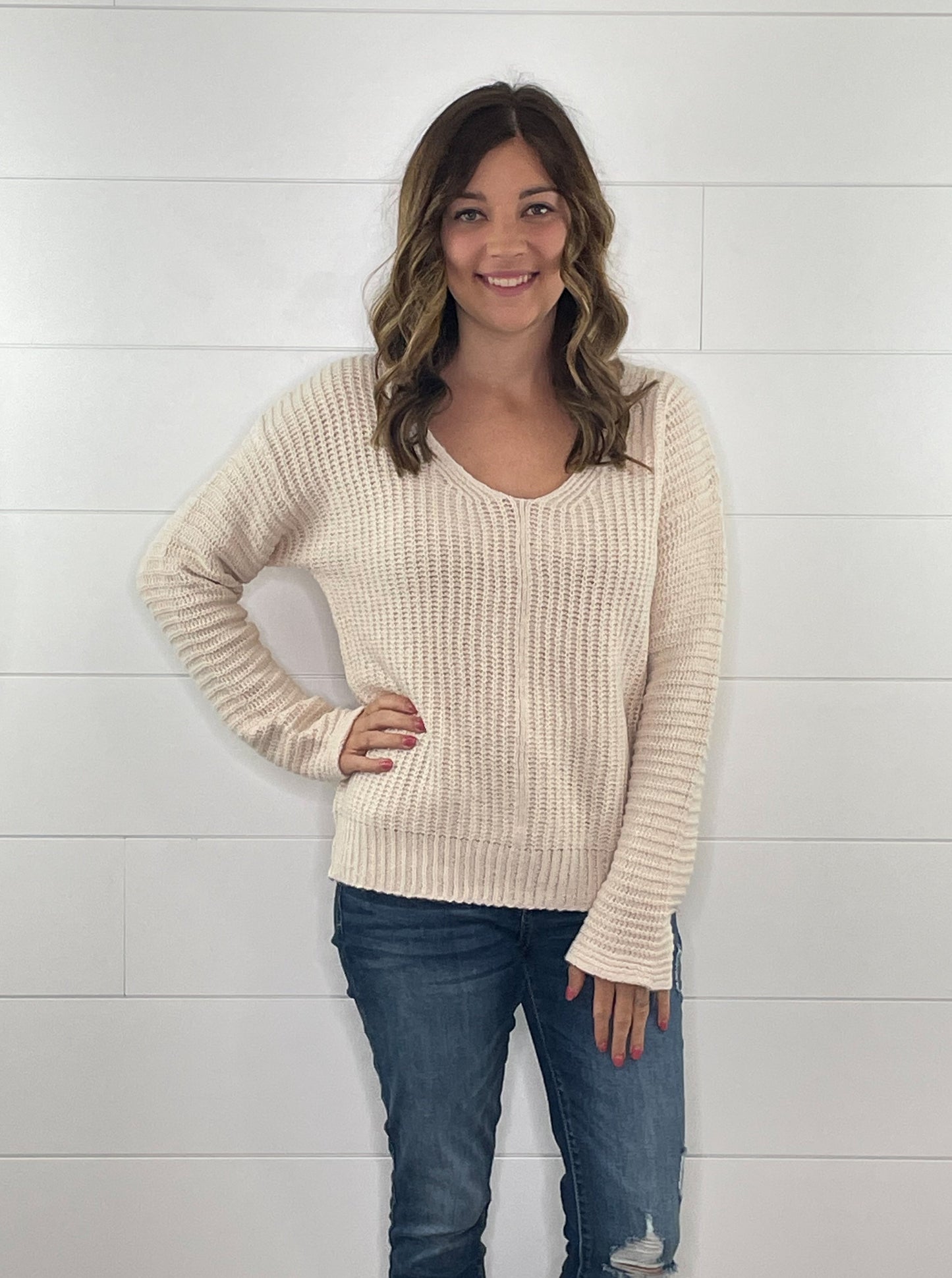 Ribbed Knit Plus Pullover Sweater