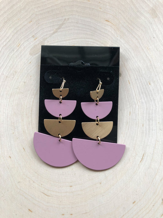 Half Moon Mauve Rubber Earring