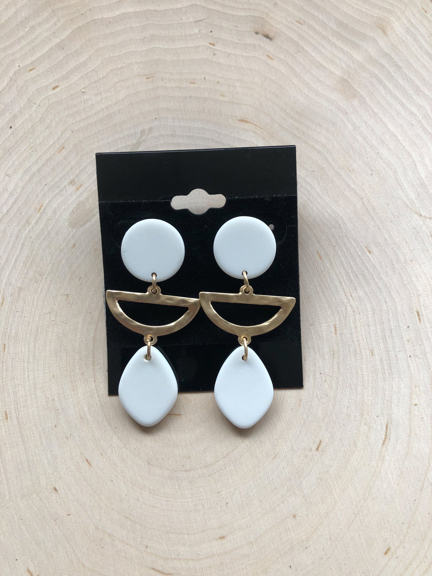 White & Gold Layered Earring