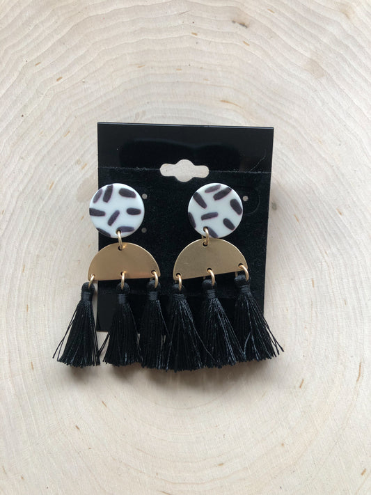 Black & White Tassel Earring