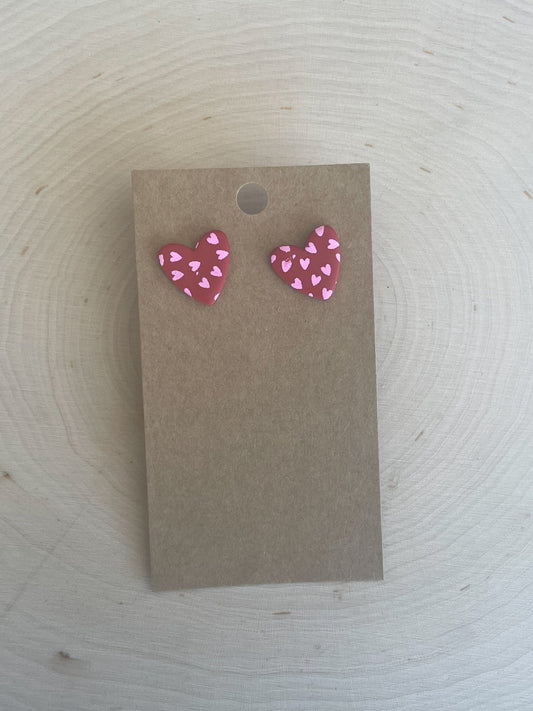 Pink Heart Studs