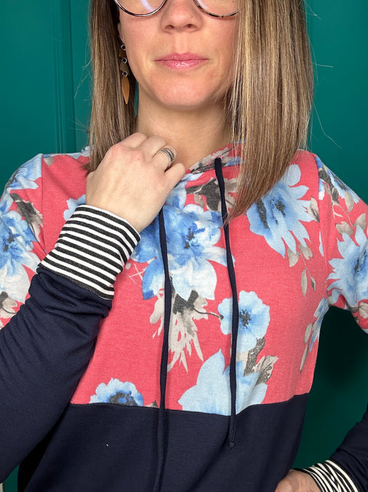 FLORAL PRINT HOODIE-3370