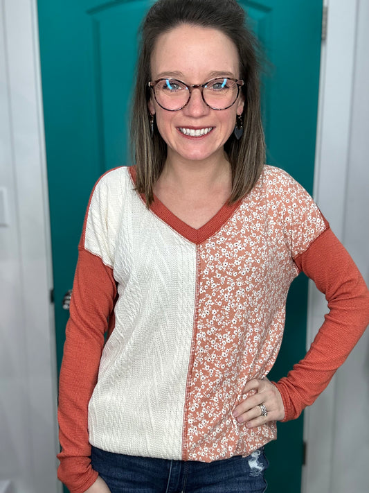 SPLIT FLORAL SWEATER-5045