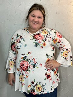 Print Bell Sleeve Top