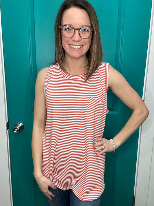 Orange Pinstripe Tank