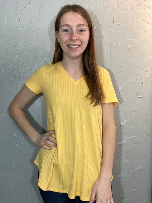 SS Lemon Ribbed Top