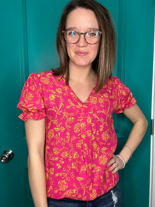 JACQUARD FLORAL DRESS TOP-5002