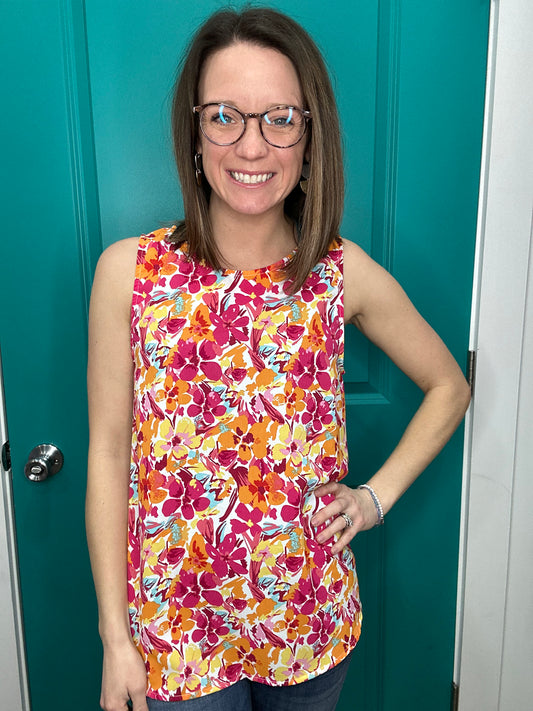 Pink Floral Tank Top