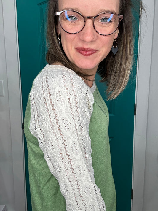 LACE SLEEVE SWEATER-5007