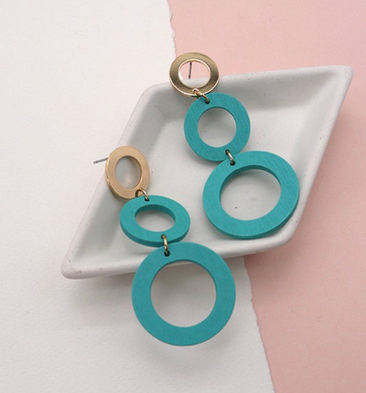 MIX WOOD METAL EARRINGS-3157