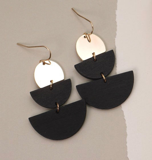 METAL & WOOD DROP EARRINGS-887