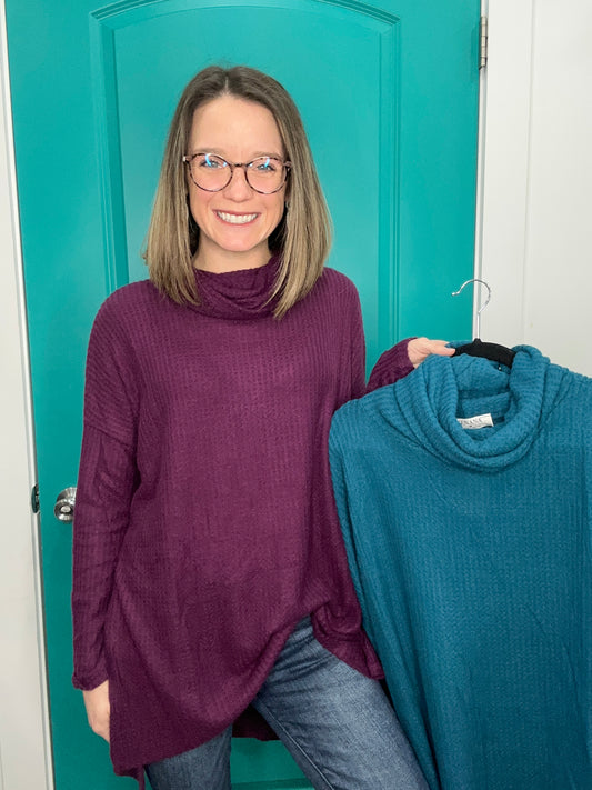 WAFFLE COWL NECK-25087