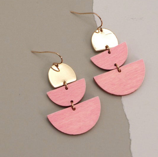 METAL & WOOD DROP EARRINGS-887