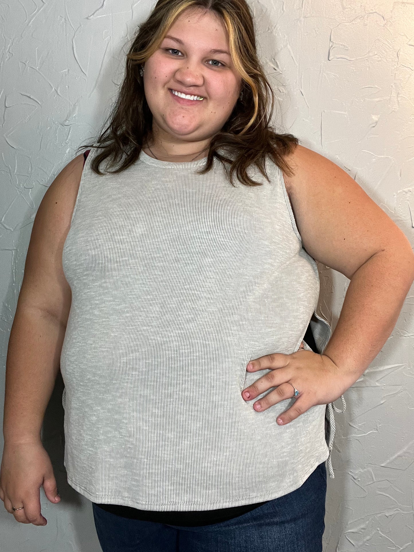 Curvy Grey Slit Tank