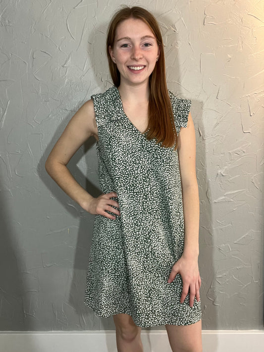 Sage Ruffle Sleeve Dress