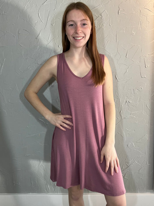 Mauve Basic Swing Dress