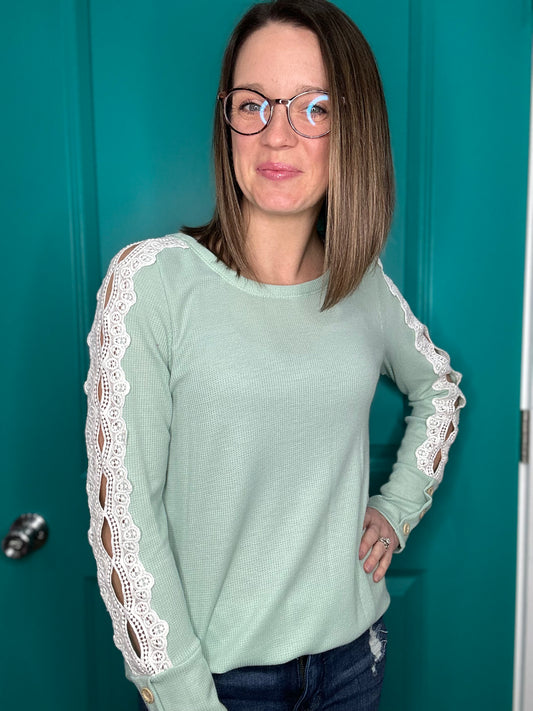 LACE SLEEVE THERMAL TOP-3015