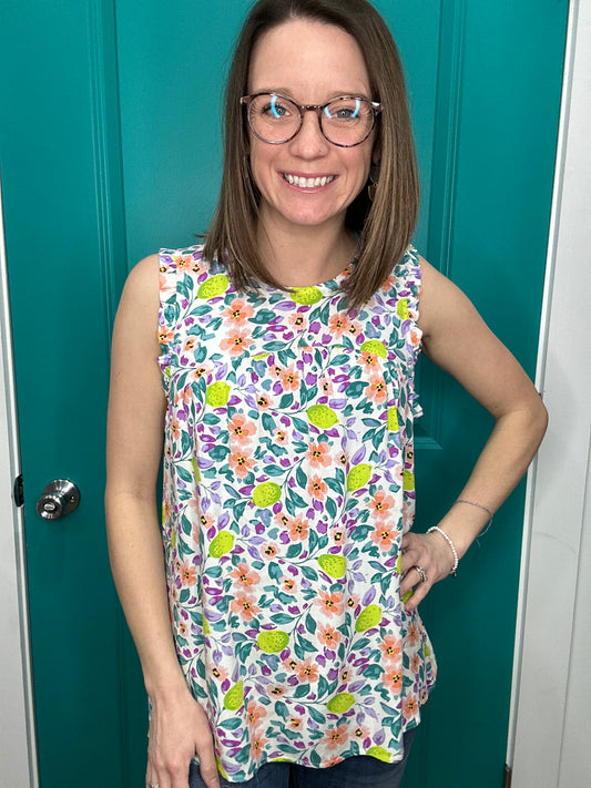 Ruffle Detail Pattern Tank