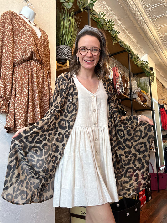 LEOPARD PRINT COVER UP-1002