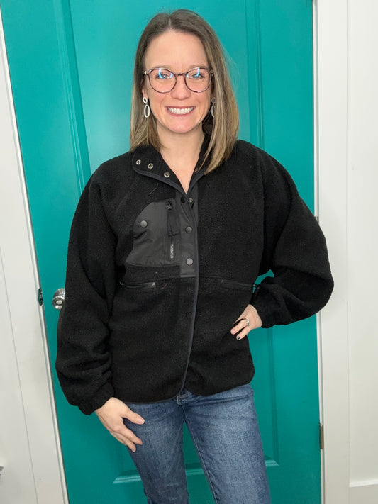 SNAP BUTTON FLEECE JACKET