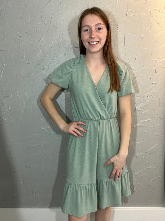 Pistachio Puff Sleeve Dress