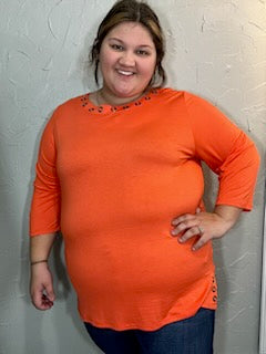 Solid Top w/ Embroidery Neckline