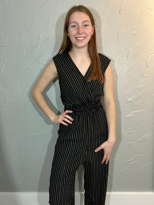 Waist Smocking Striped Jumpsuit