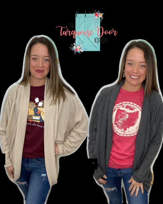 WAFFLE KNIT CARDIGAN