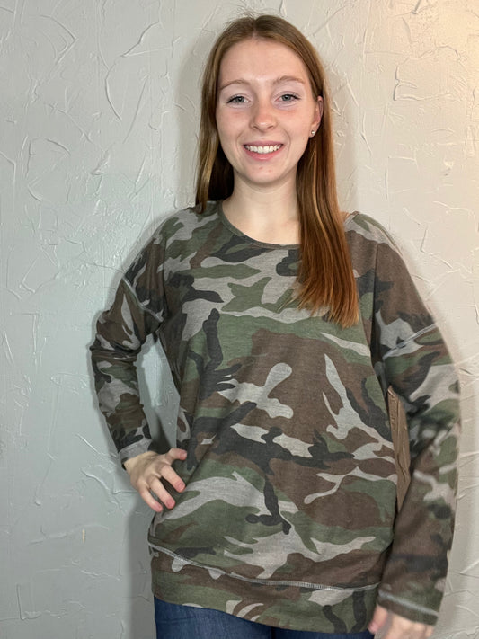 LS Open Back Camo Top