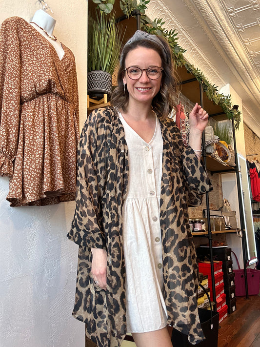 LEOPARD PRINT COVER UP-1002